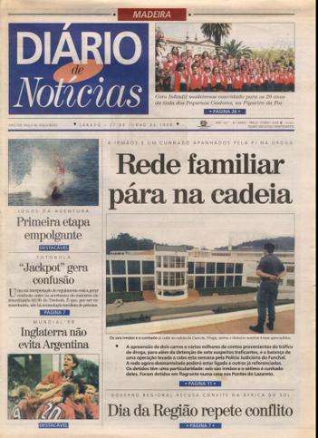 Edição do dia 27 Junho 1998 da pubicação Diário de Notícias