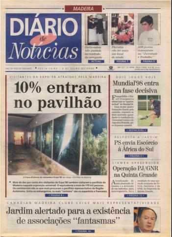 Edição do dia 3 Julho 1998 da pubicação Diário de Notícias