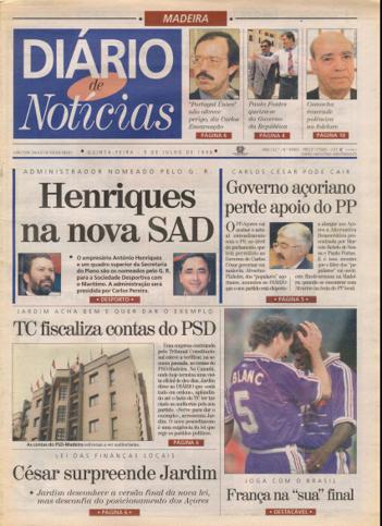 Edição do dia 9 Julho 1998 da pubicação Diário de Notícias