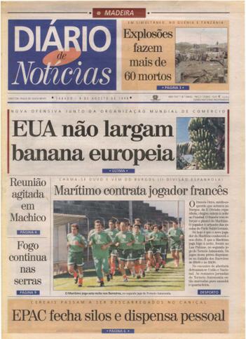 Edição do dia 8 Agosto 1998 da pubicação Diário de Notícias