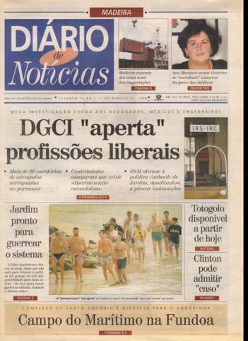 Edição do dia 17 Agosto 1998 da pubicação Diário de Notícias