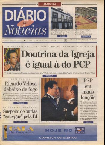 Edição do dia 3 Outubro 1998 da pubicação Diário de Notícias