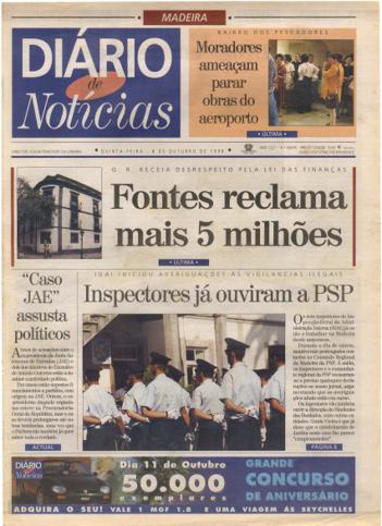 Edição do dia 8 Outubro 1998 da pubicação Diário de Notícias