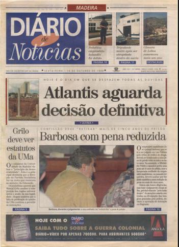 Edição do dia 16 Outubro 1998 da pubicação Diário de Notícias