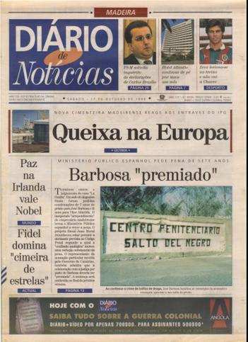 Edição do dia 17 Outubro 1998 da pubicação Diário de Notícias