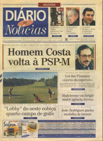 Edição do dia 18 Outubro 1998 da pubicação Diário de Notícias