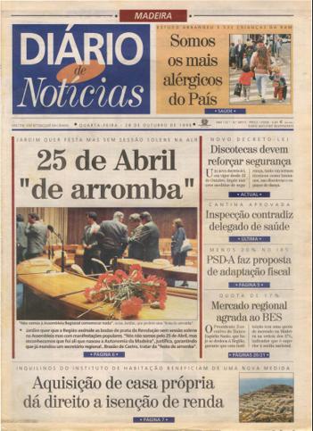 Edição do dia 28 Outubro 1998 da pubicação Diário de Notícias