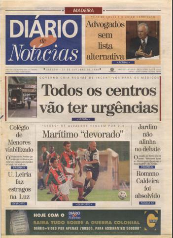 Edição do dia 31 Outubro 1998 da pubicação Diário de Notícias