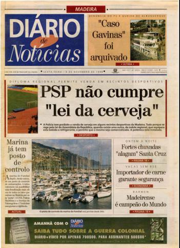 Edição do dia 6 Novembro 1998 da pubicação Diário de Notícias