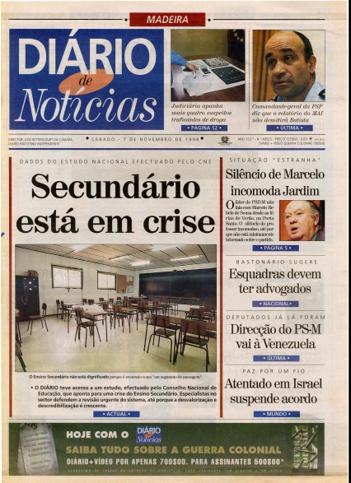 Edição do dia 7 Novembro 1998 da pubicação Diário de Notícias