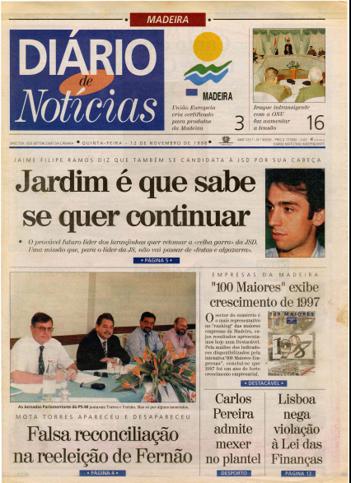 Edição do dia 12 Novembro 1998 da pubicação Diário de Notícias