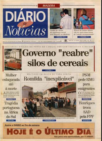 Edição do dia 18 Novembro 1998 da pubicação Diário de Notícias