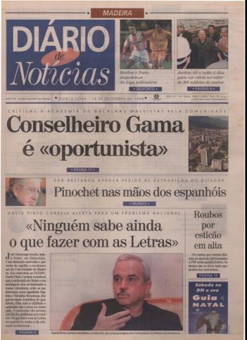 Edição do dia 10 Dezembro 1998 da pubicação Diário de Notícias