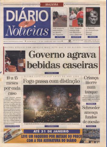 Edição do dia 3 Janeiro 1999 da pubicação Diário de Notícias