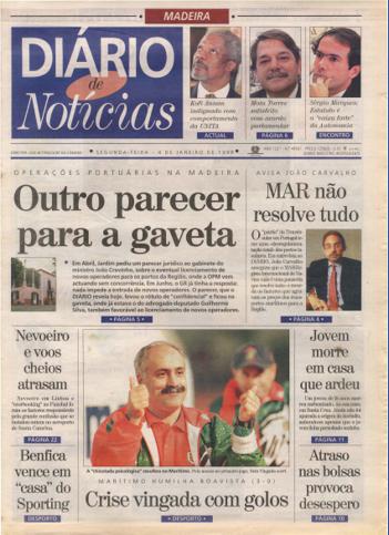 Edição do dia 4 Janeiro 1999 da pubicação Diário de Notícias