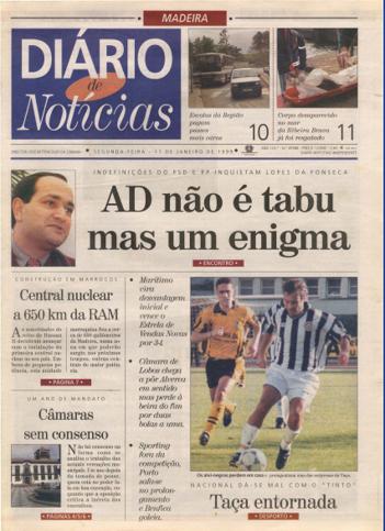 Edição do dia 11 Janeiro 1999 da pubicação Diário de Notícias