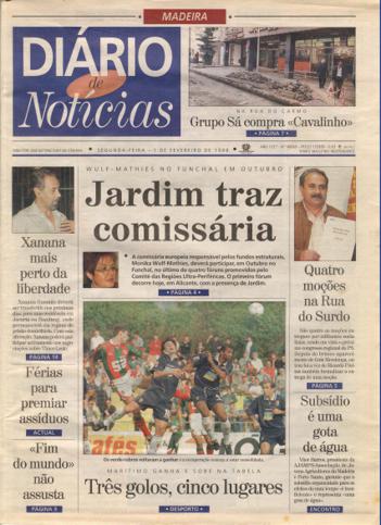 Edição do dia 1 Fevereiro 1999 da pubicação Diário de Notícias