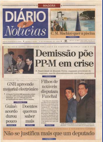 Edição do dia 4 Fevereiro 1999 da pubicação Diário de Notícias