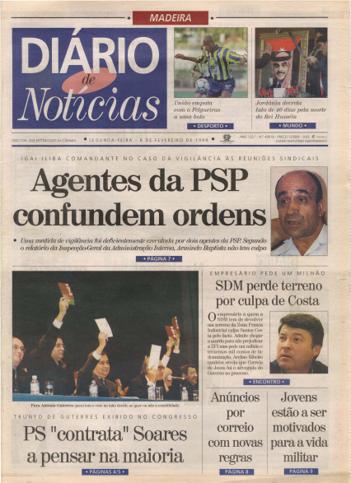 Edição do dia 8 Fevereiro 1999 da pubicação Diário de Notícias