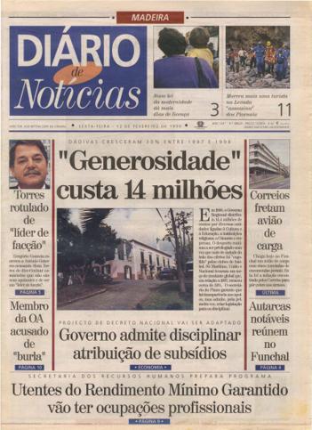 Edição do dia 12 Fevereiro 1999 da pubicação Diário de Notícias