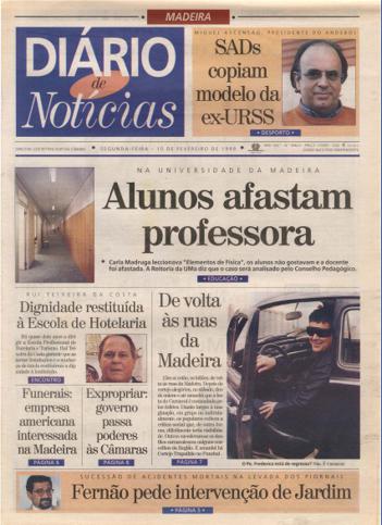 Edição do dia 15 Fevereiro 1999 da pubicação Diário de Notícias