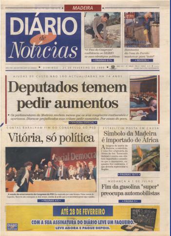 Edição do dia 21 Fevereiro 1999 da pubicação Diário de Notícias