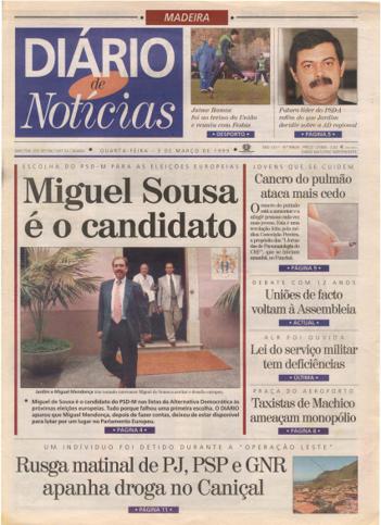 Edição do dia 3 Março 1999 da pubicação Diário de Notícias