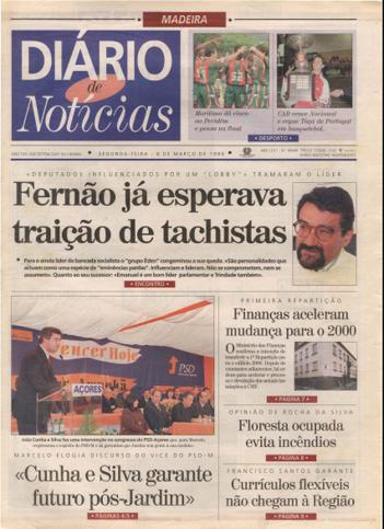 Edição do dia 8 Março 1999 da pubicação Diário de Notícias