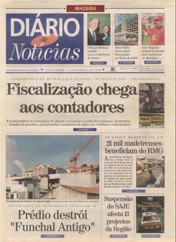 Edição do dia 12 Março 1999 da pubicação Diário de Notícias