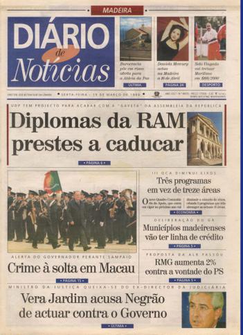 Edição do dia 19 Março 1999 da pubicação Diário de Notícias