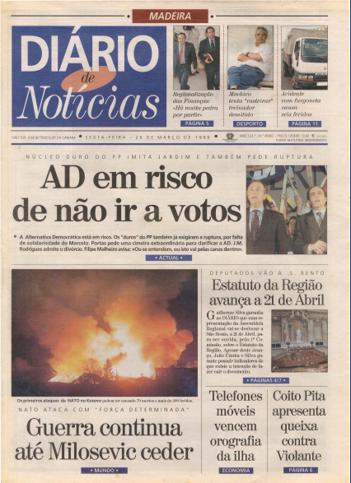 Edição do dia 26 Março 1999 da pubicação Diário de Notícias