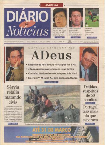 Edição do dia 27 Março 1999 da pubicação Diário de Notícias