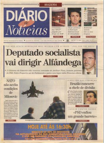 Edição do dia 31 Março 1999 da pubicação Diário de Notícias