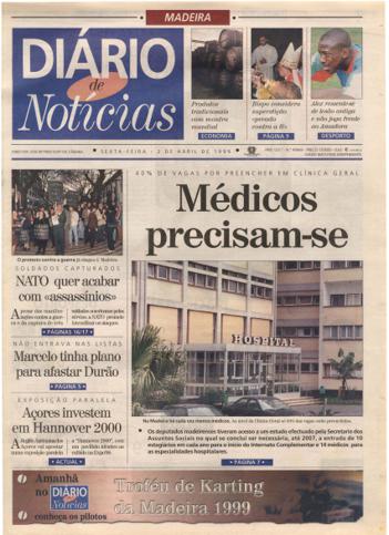 Edição do dia 2 Abril 1999 da pubicação Diário de Notícias