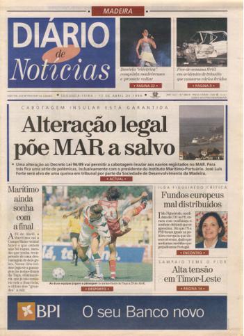 Edição do dia 12 Abril 1999 da pubicação Diário de Notícias