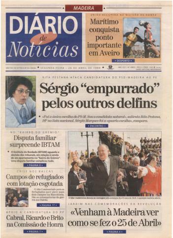 Edição do dia 26 Abril 1999 da pubicação Diário de Notícias