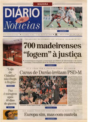 Edição do dia 3 Maio 1999 da pubicação Diário de Notícias