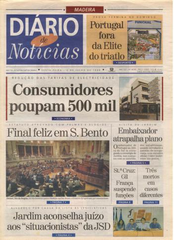 Edição do dia 2 Julho 1999 da pubicação Diário de Notícias