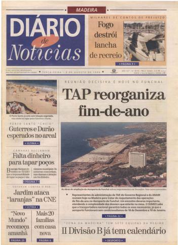 Edição do dia 3 Agosto 1999 da pubicação Diário de Notícias