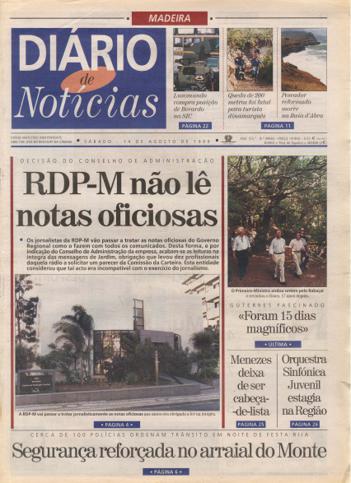 Edição do dia 14 Agosto 1999 da pubicação Diário de Notícias