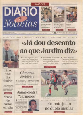 Edição do dia 30 Agosto 1999 da pubicação Diário de Notícias