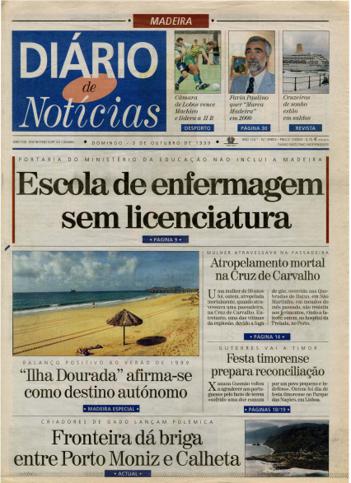 Edição do dia 3 Outubro 1999 da pubicação Diário de Notícias