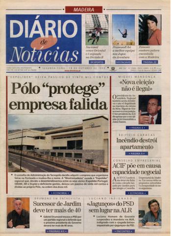 Edição do dia 18 Outubro 1999 da pubicação Diário de Notícias