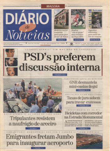 Edição do dia 5 Novembro 1999 da pubicação Diário de Notícias