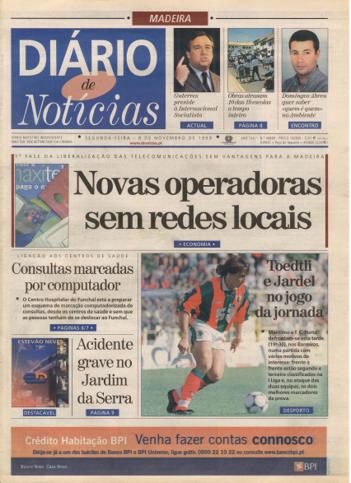 Edição do dia 8 Novembro 1999 da pubicação Diário de Notícias