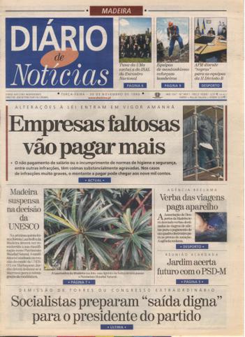 Edição do dia 30 Novembro 1999 da pubicação Diário de Notícias