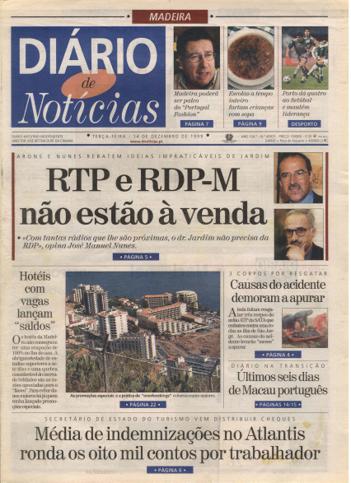 Edição do dia 14 Dezembro 1999 da pubicação Diário de Notícias