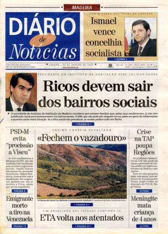 Edição do dia 22 Janeiro 2000 da pubicação Diário de Notícias