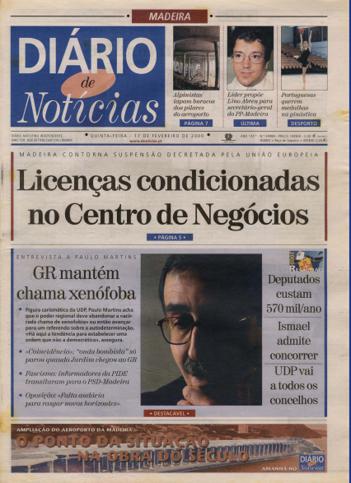 Edição do dia 17 Fevereiro 2000 da pubicação Diário de Notícias