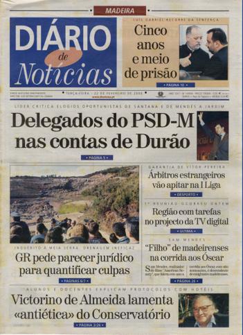 Edição do dia 22 Fevereiro 2000 da pubicação Diário de Notícias